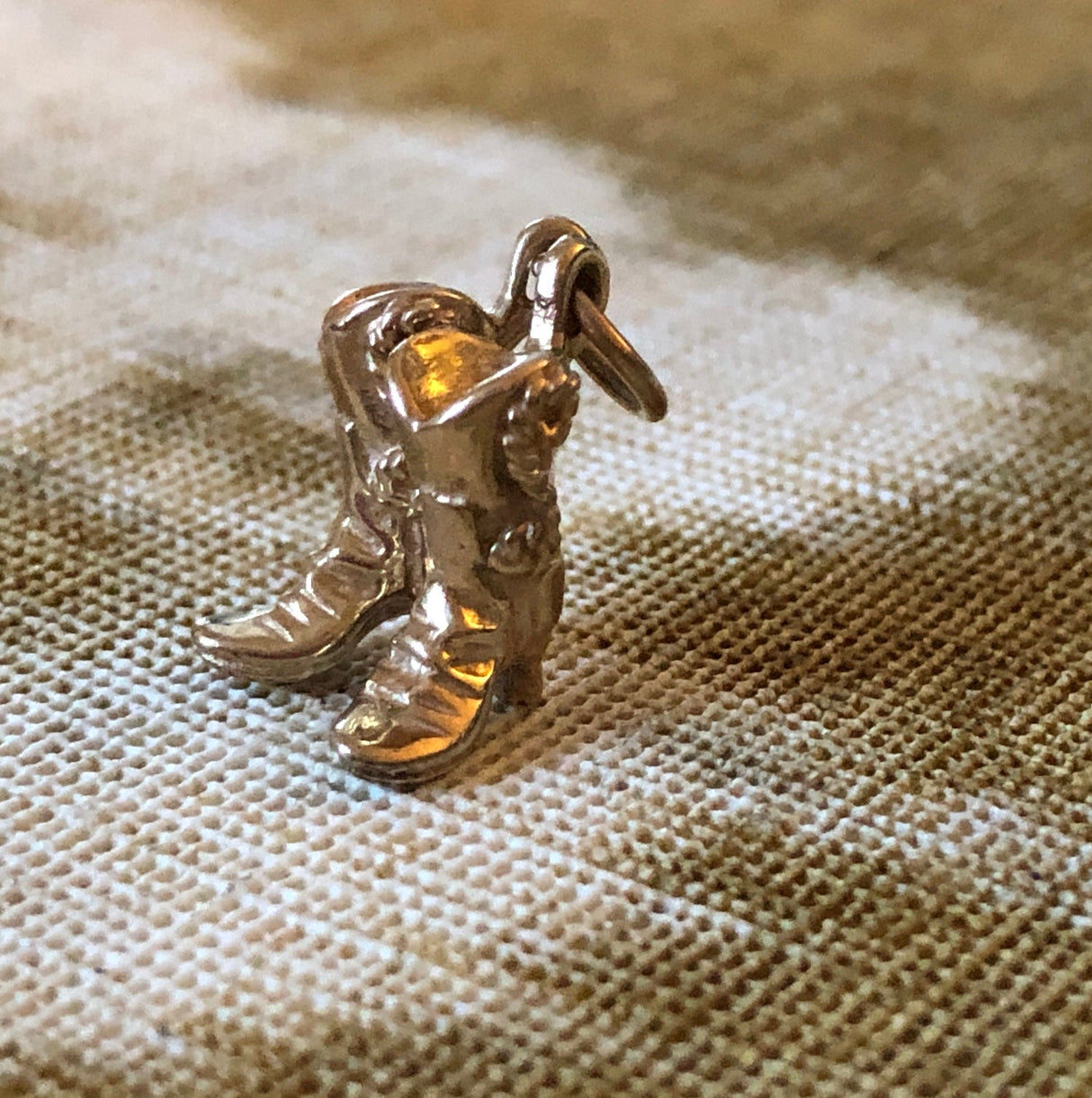 9k Gold Pair of Cowboy Boots Vintage Charm The Vintage Jewellery Company