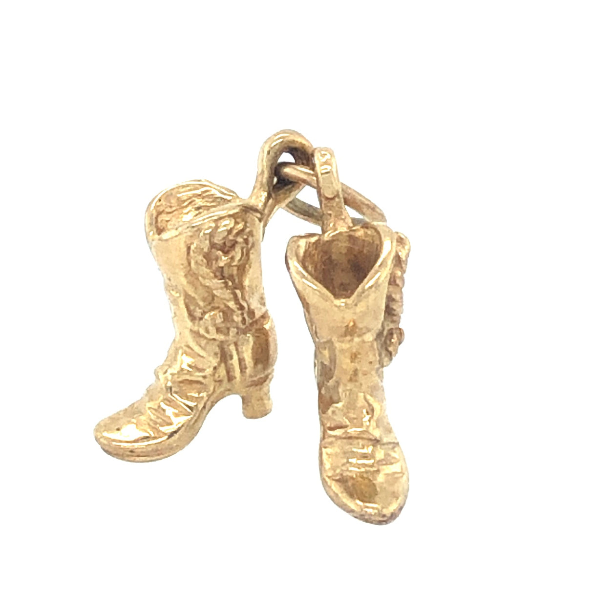 9k Gold Pair of Cowboy Boots Vintage Charm The Vintage Jewellery Company