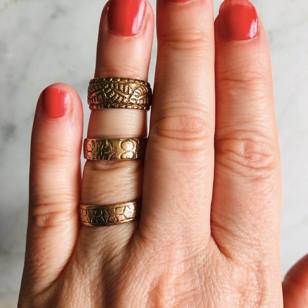 9k Rose Gold Engraved Fern Patterned Edwardian Antique Ring The Vintage Jewellery Company