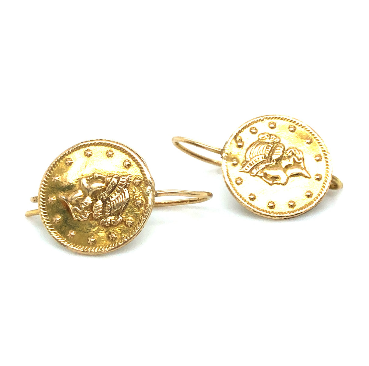 American Tollar Gold Coin Earrings from 1970s The Vintage Jewellery Company