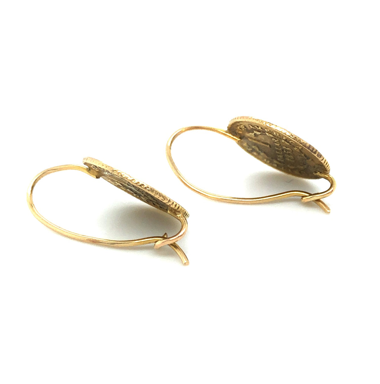 American Tollar Gold Coin Earrings from 1970s The Vintage Jewellery Company