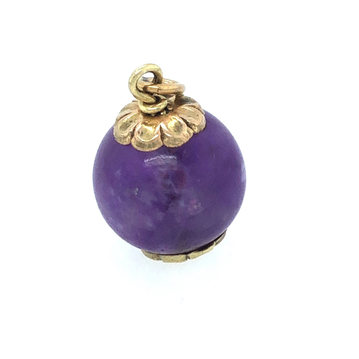 Antique 14k Gold & Amethyst Ball / Orb Pendant The Vintage Jewellery Company