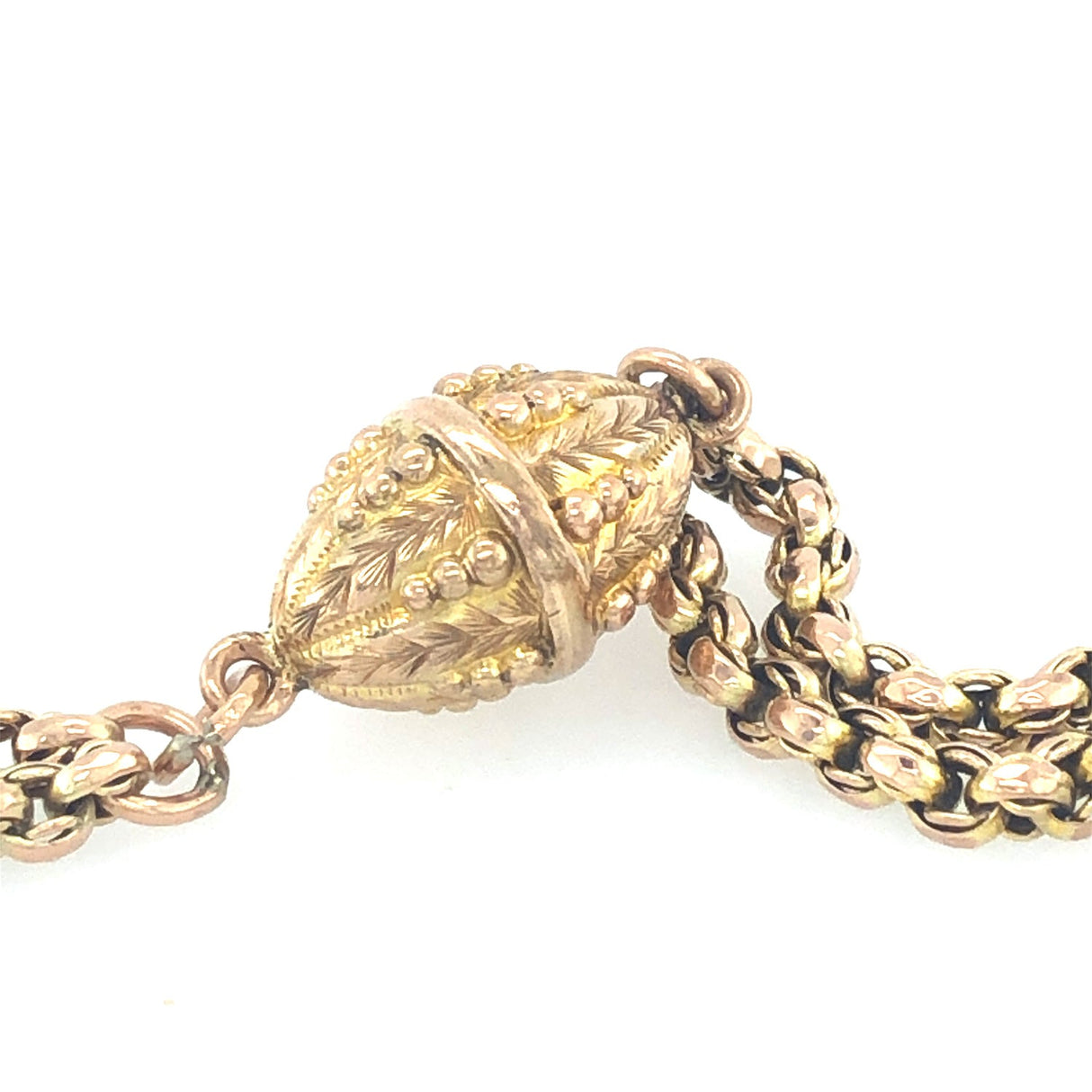 Antique 9k Gold Bracelet with Two Moulded Beads The Vintage Jewellery Company