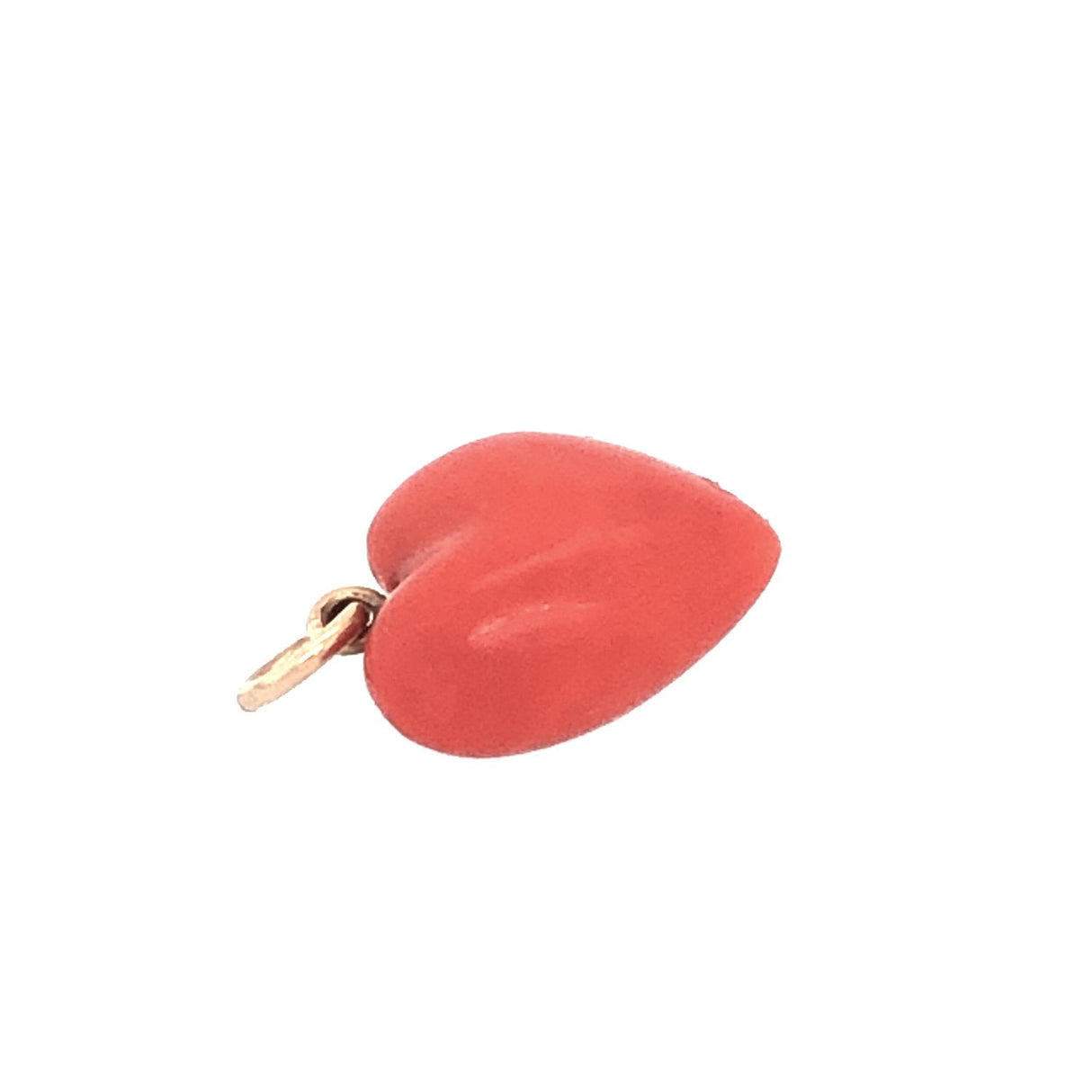 Antique Coral and Gold Tiny Heart Pendant The Vintage Jewellery Company