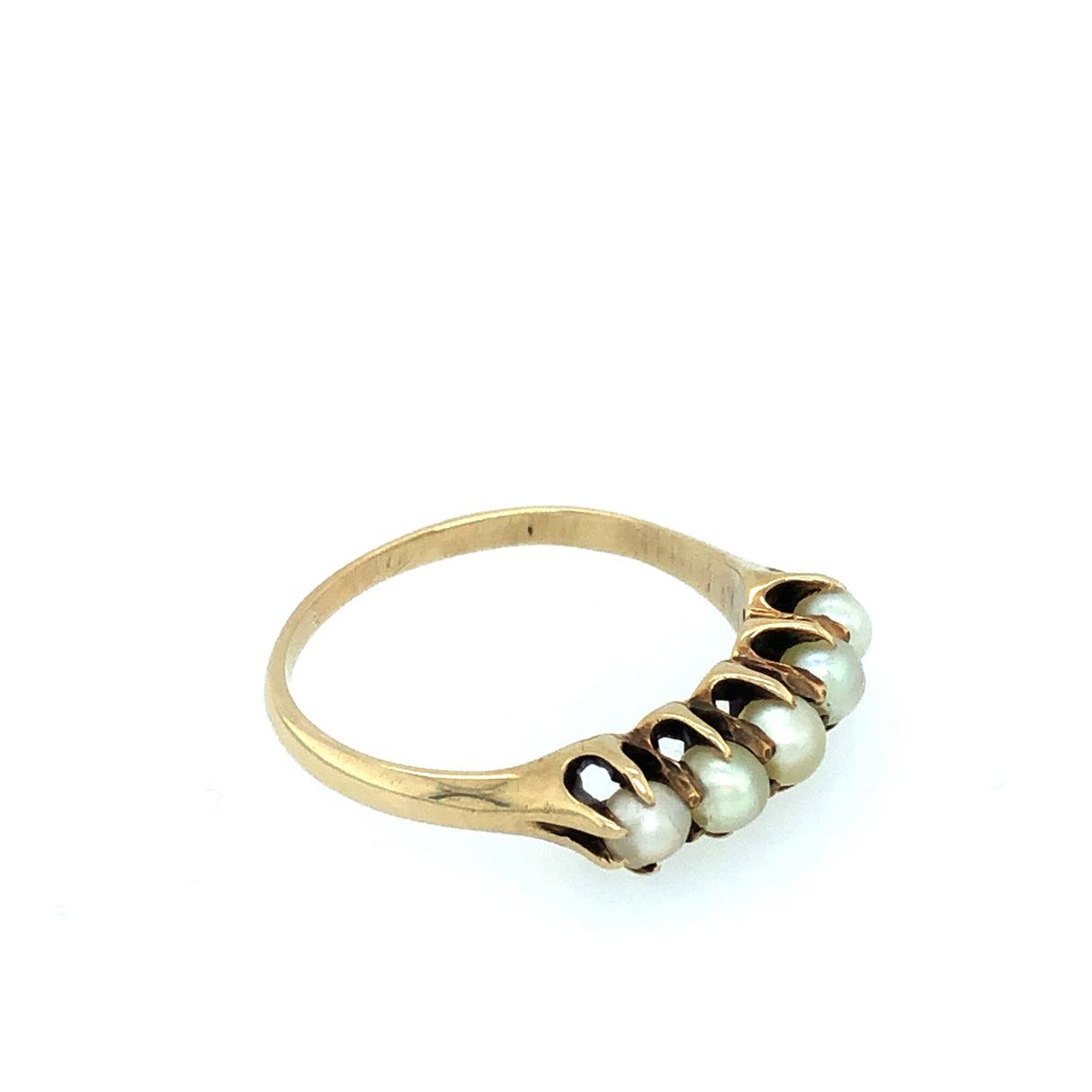 Antique Edwardian 14k Gold and Pearl Half Hoop Ring The Vintage Jewellery Company