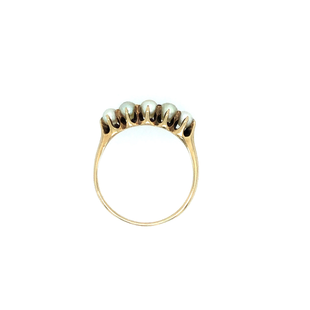 Antique Edwardian 14k Gold and Pearl Half Hoop Ring The Vintage Jewellery Company