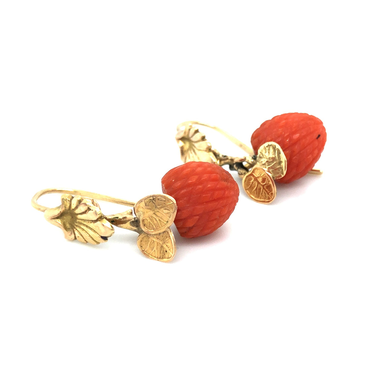 Antique Victorian Composite Coral and Gold Earrings The Vintage Jewellery Company