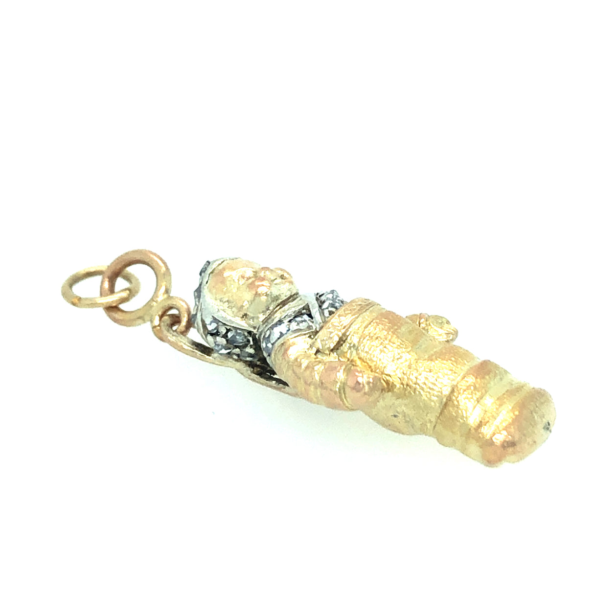 Antique Gold, Silver and Diamond Swaddled Baby Pendant