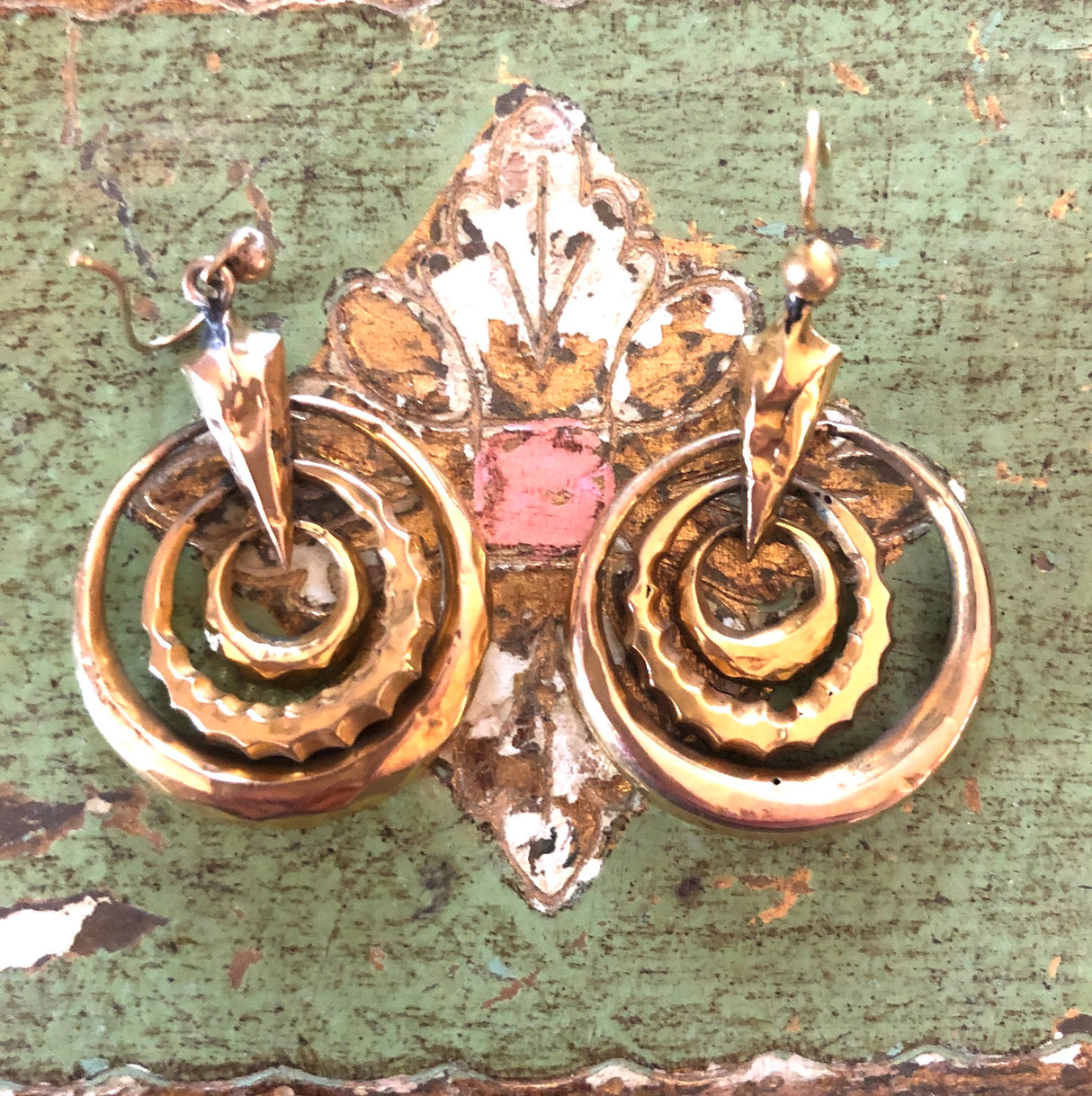 Antique Multi-Hoop Gold Drop Victorian Earrings