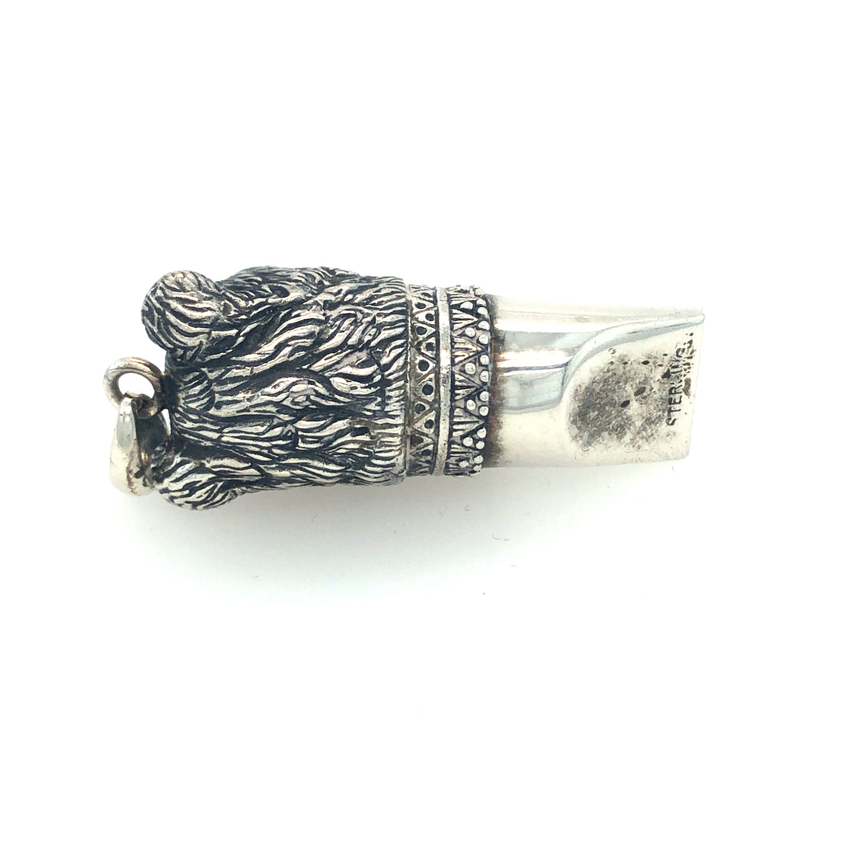 Antique silver bear whistle pendant