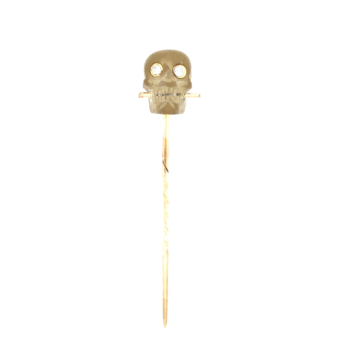 Antique skull stick pin tie pin with diamond eyes.jpg