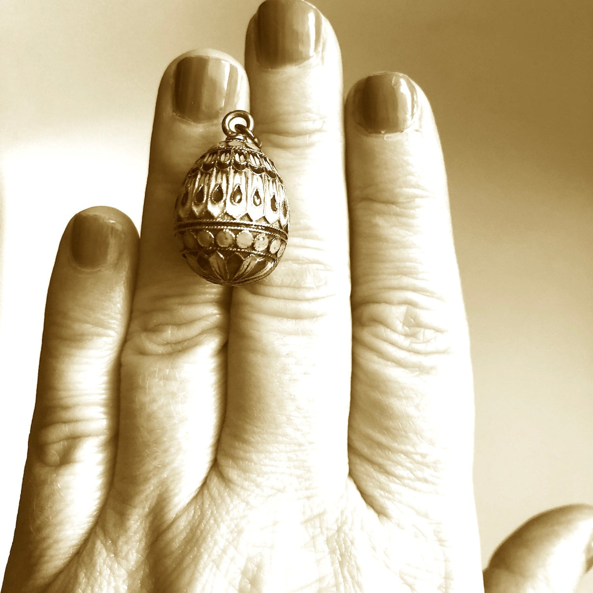 Art Nouveau Silver Gilt & Enamel Russian Egg Pendant The Vintage Jewellery Company