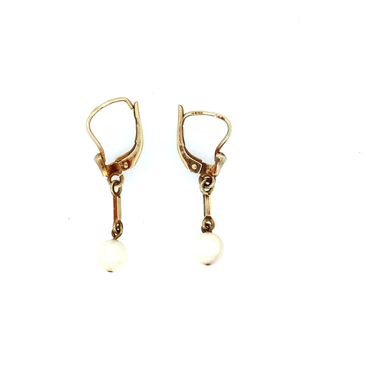 Danish 14K Gold Earrings with Akoya Pearl The Vintage Jewellery Company