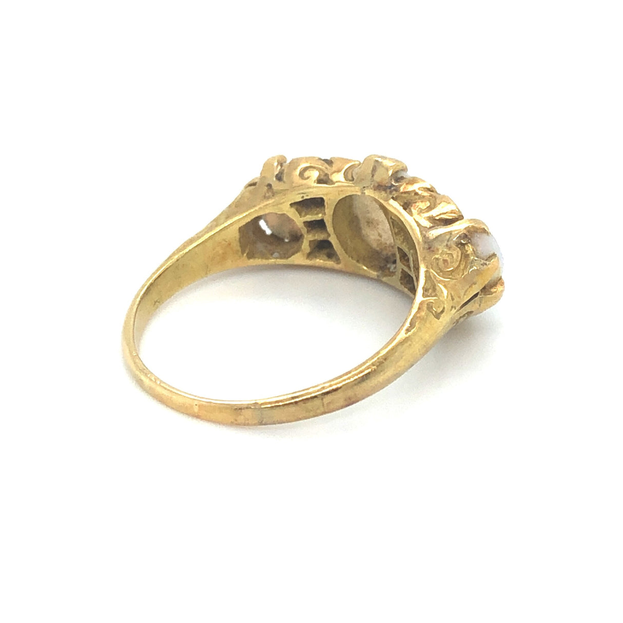 Edwardian 18k Gold Ring Set with Opals and Diamonds The Vintage Jewellery Company