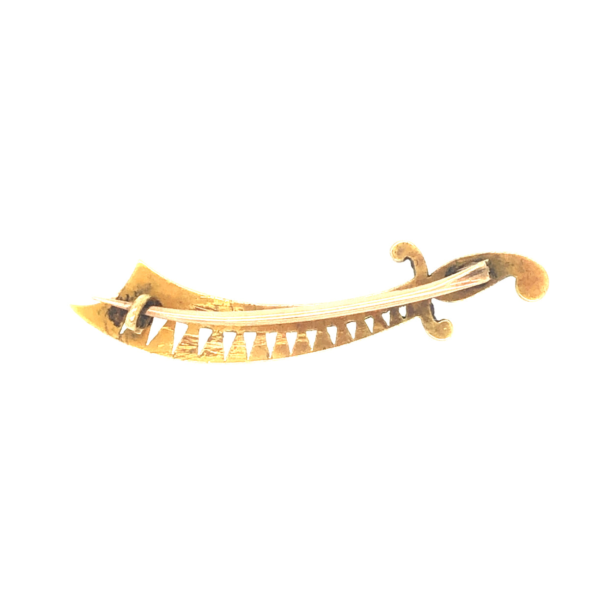 Edwardian Scimitar sword gold and pearl brooch.