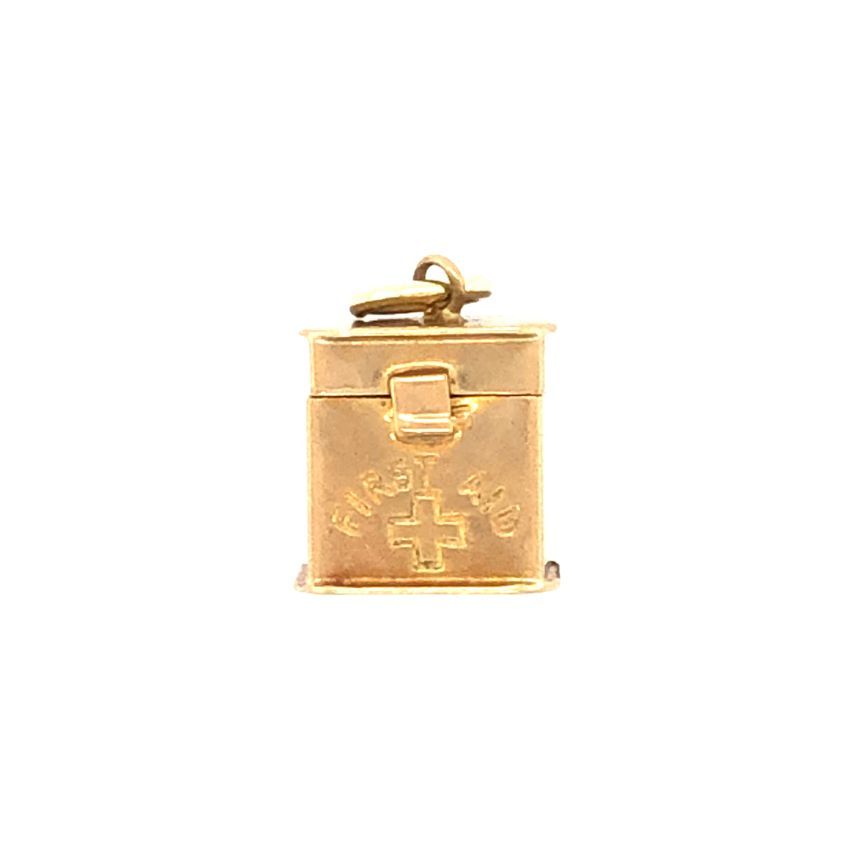 First aid box vintage gold charm
