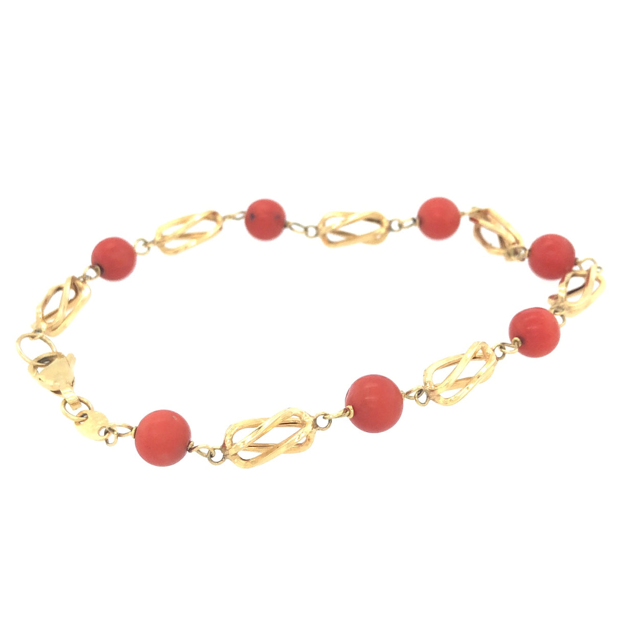Gold & Coral Vintage Bracelet The Vintage Jewellery Company