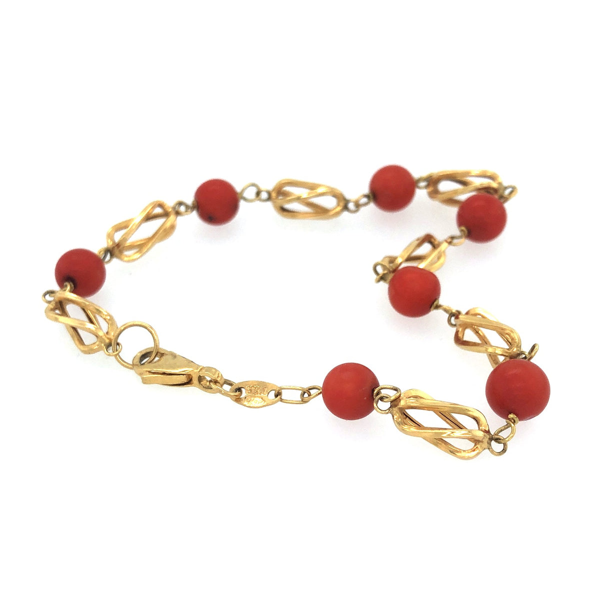 Gold & Coral Vintage Bracelet The Vintage Jewellery Company