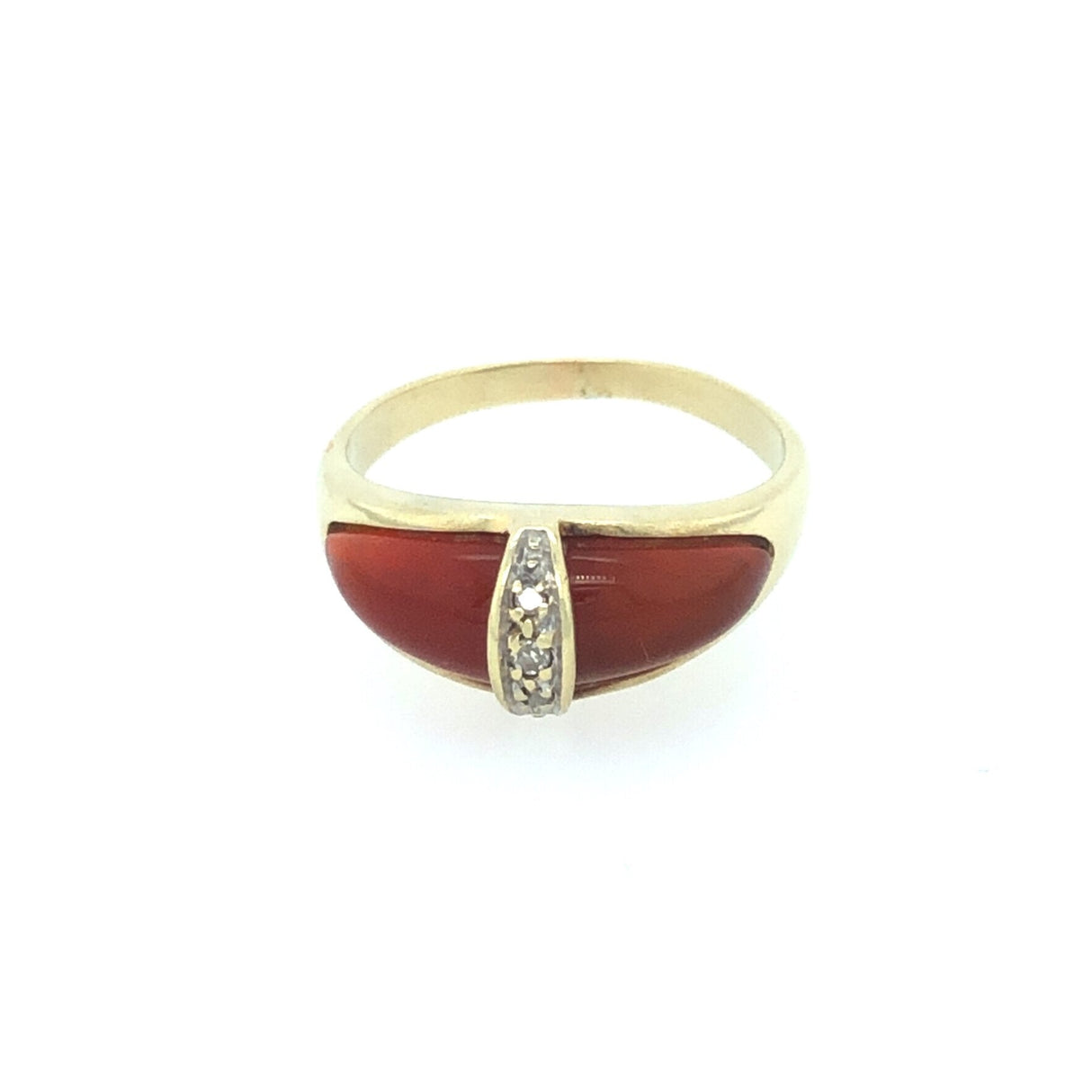 Gold Ring with Carnelian and Diamonds The Vintage Jewellery Company