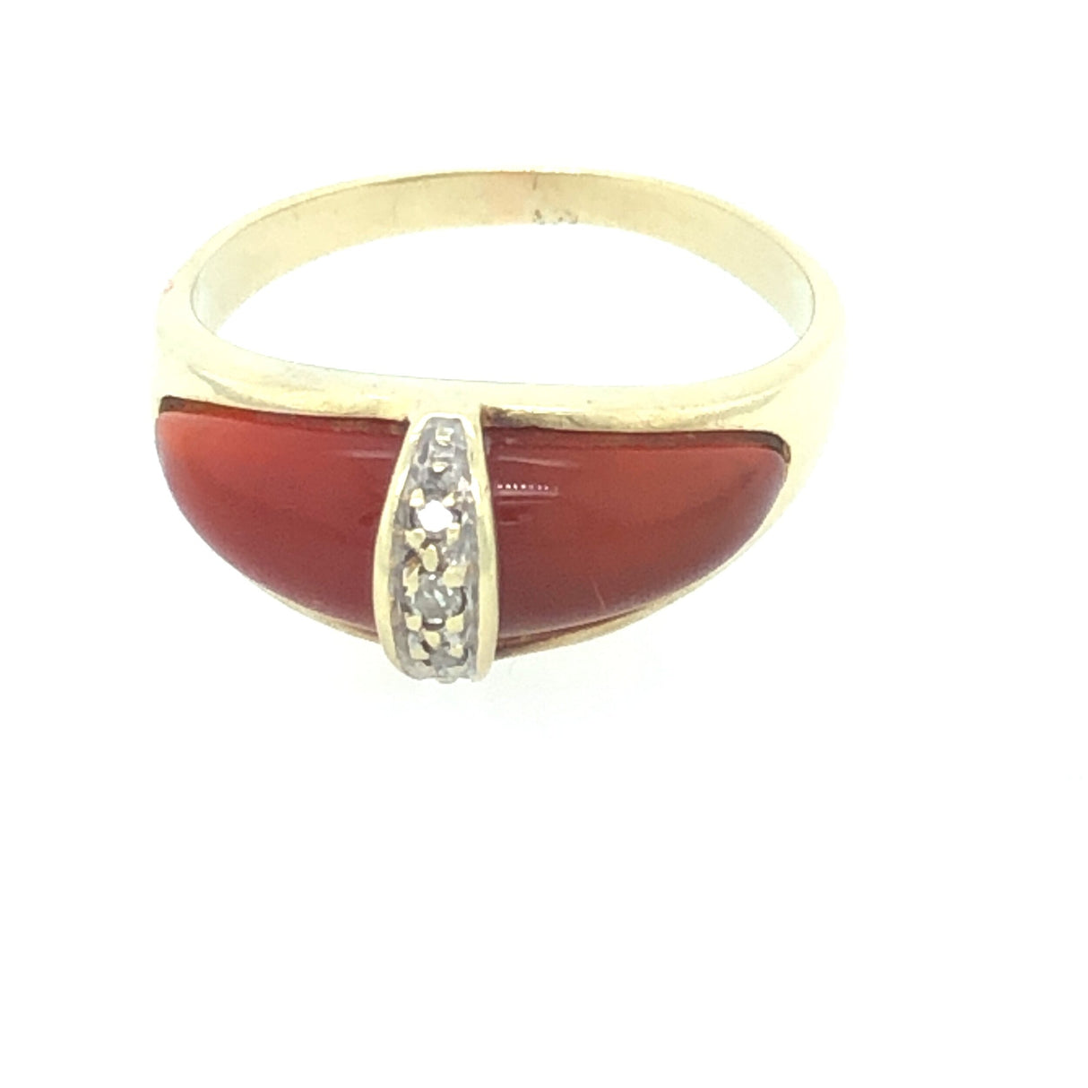 Gold Ring with Carnelian and Diamonds The Vintage Jewellery Company