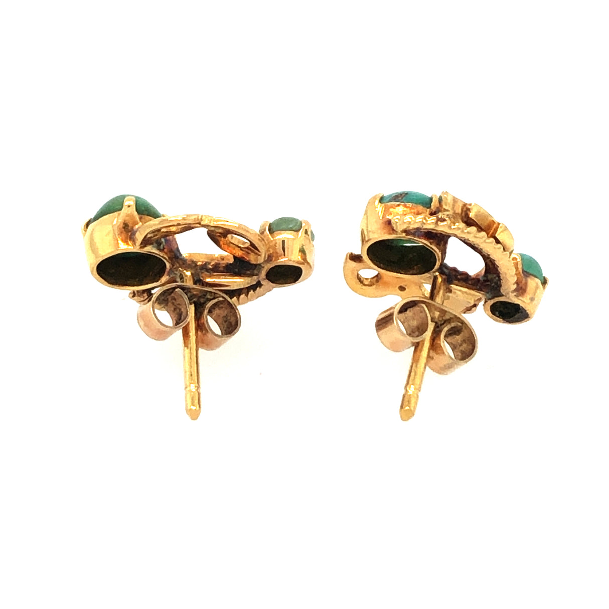 Mid-century Jade, Gold and Pearl Earrings