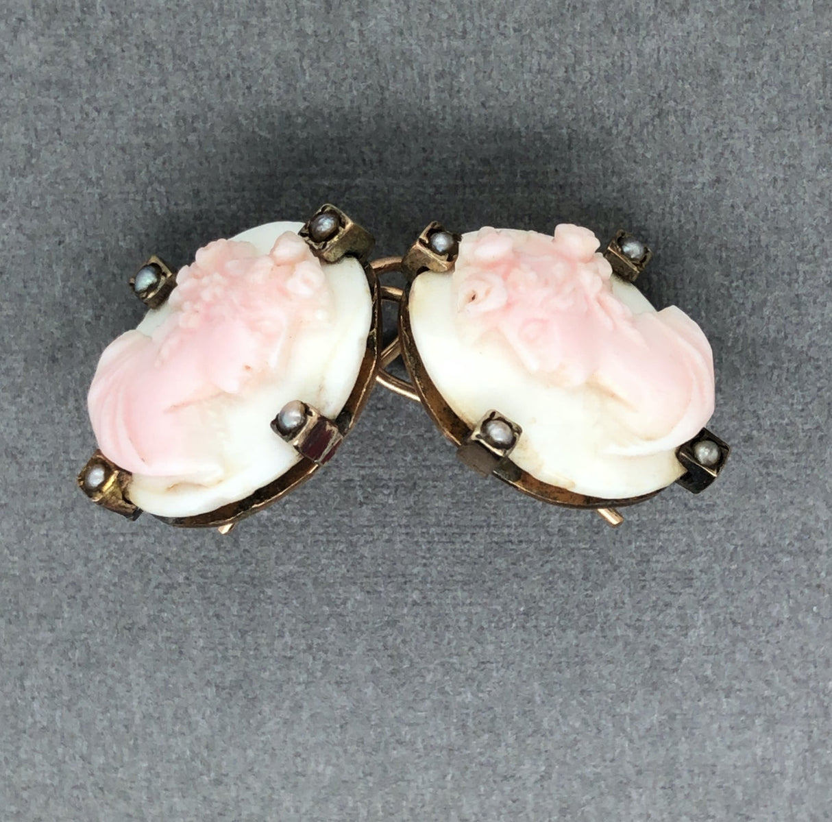 Late 19th Century Cameo Earrings with Split Pearls The Vintage Jewellery Company
