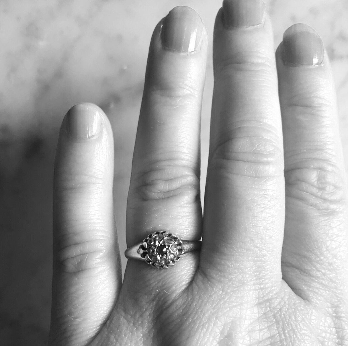 Late Victorian 18k Gold Sapphire and Rose-cut Diamond Cluster Ring The Vintage Jewellery Company