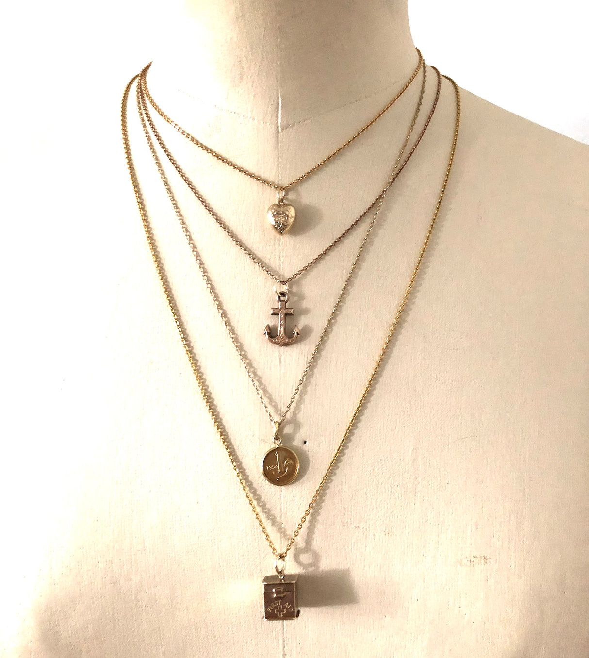 First aid box vintage gold charm