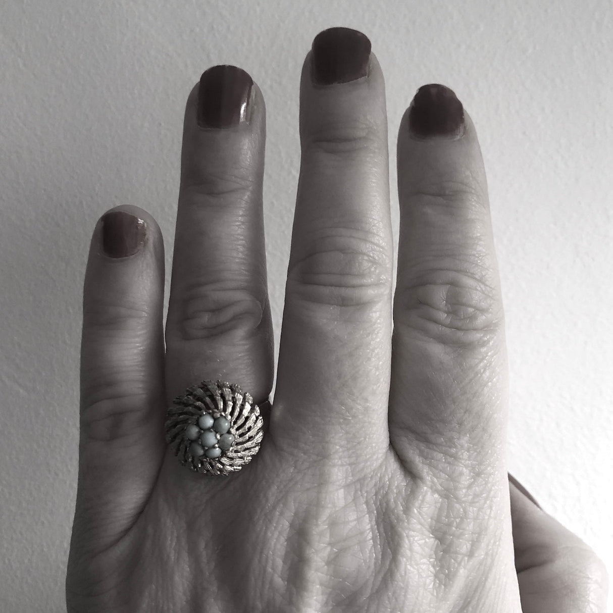 Mid 20th Century Turquoise & Gold Cluster Ring The Vintage Jewellery Company