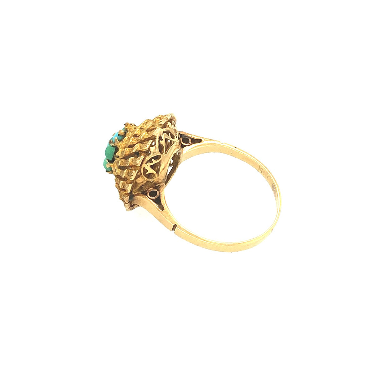 Mid 20th Century Turquoise & Gold Cluster Ring The Vintage Jewellery Company