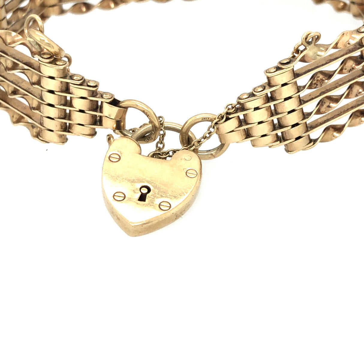 Mid-century 9k Gold Padlock Clasp Gate Bracelet The Vintage Jewellery Company