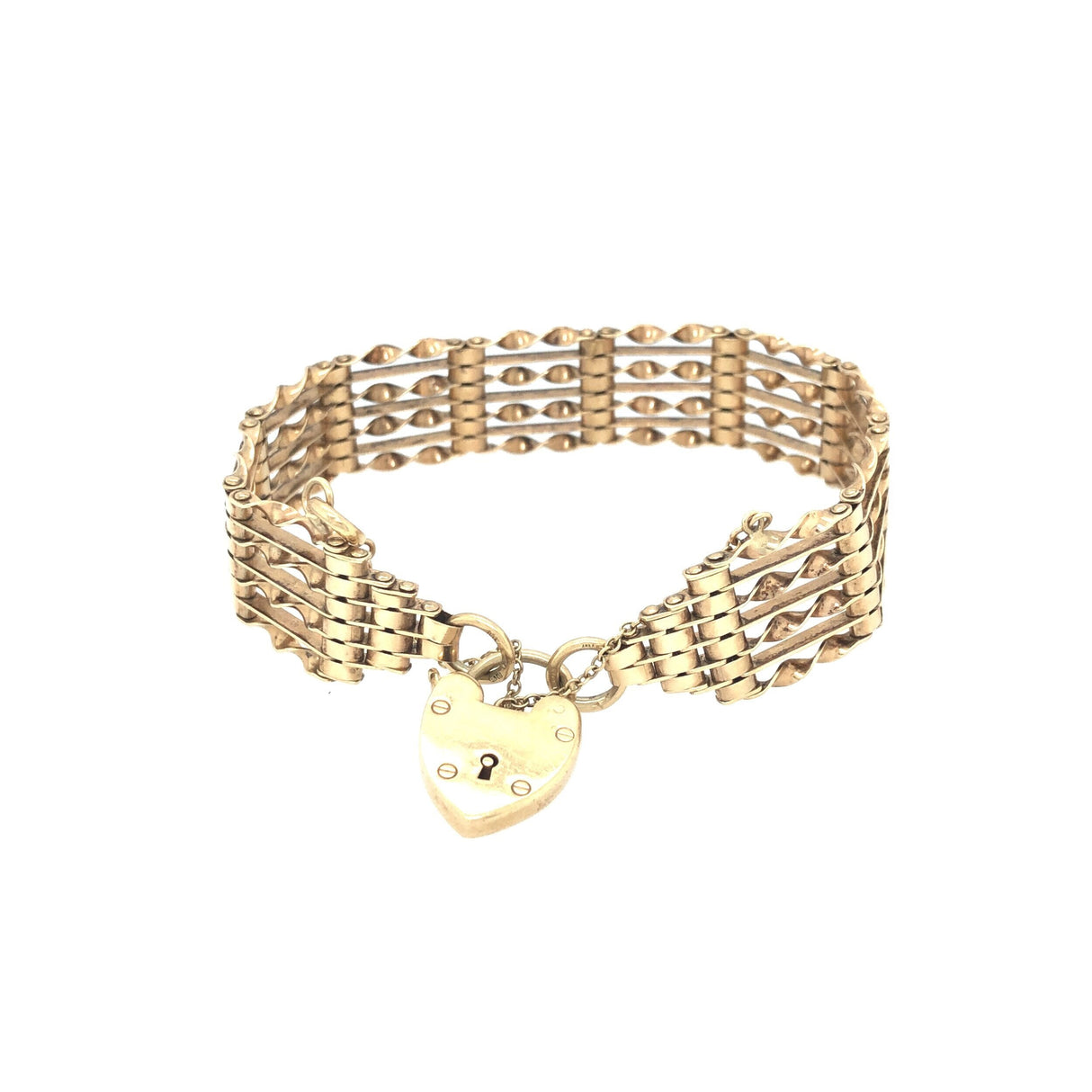 Mid-century 9k Gold Padlock Clasp Gate Bracelet The Vintage Jewellery Company