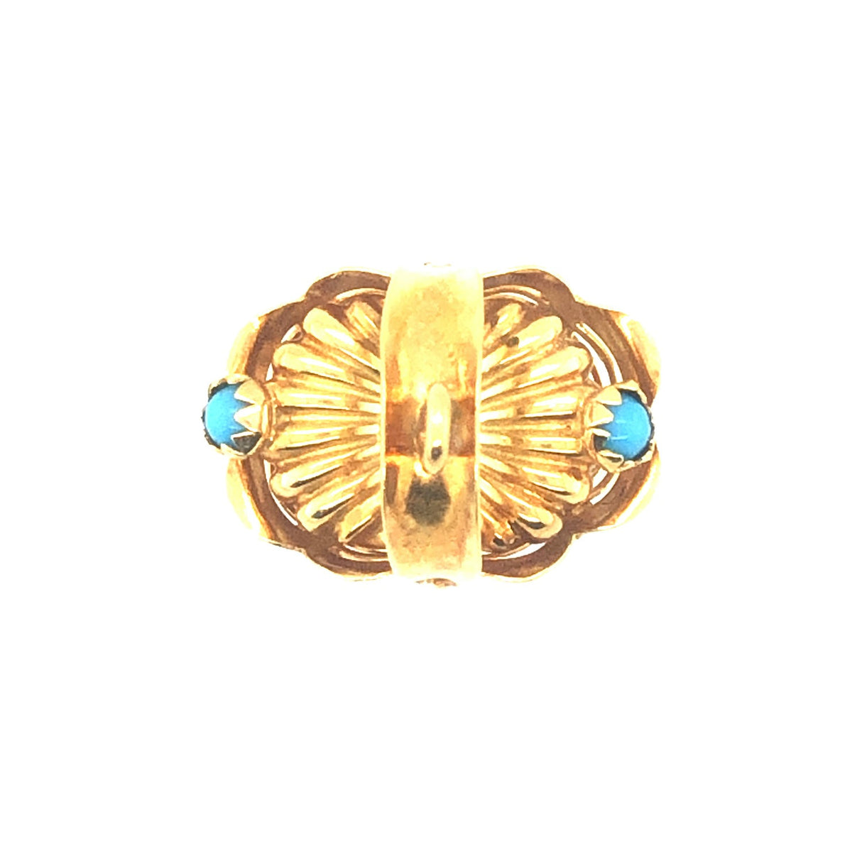 Mid-century Pendant Shaped as Basket with Pearls & Turquoise The Vintage Jewellery Company