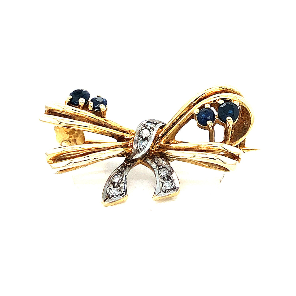 Sapphire & Diamond Vintage Bow Brooch The Vintage Jewellery Company