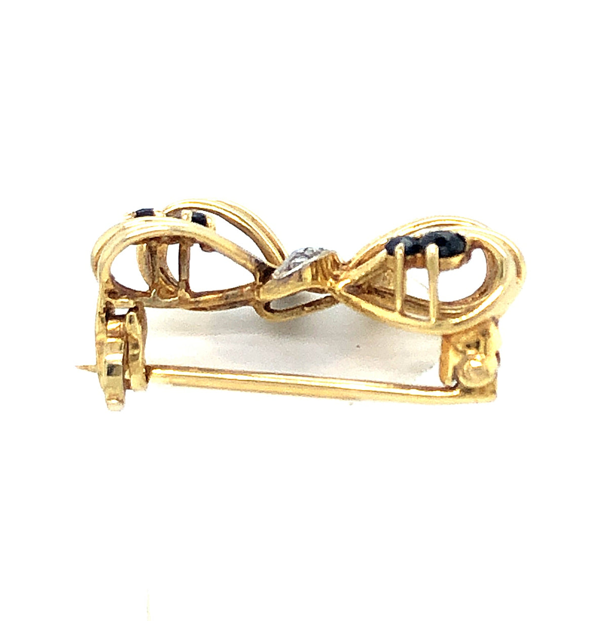 Sapphire & Diamond Vintage Bow Brooch The Vintage Jewellery Company