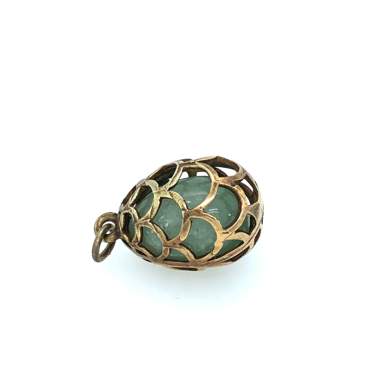 Silver and Jade Egg-shaped Pendant The Vintage Jewellery Company