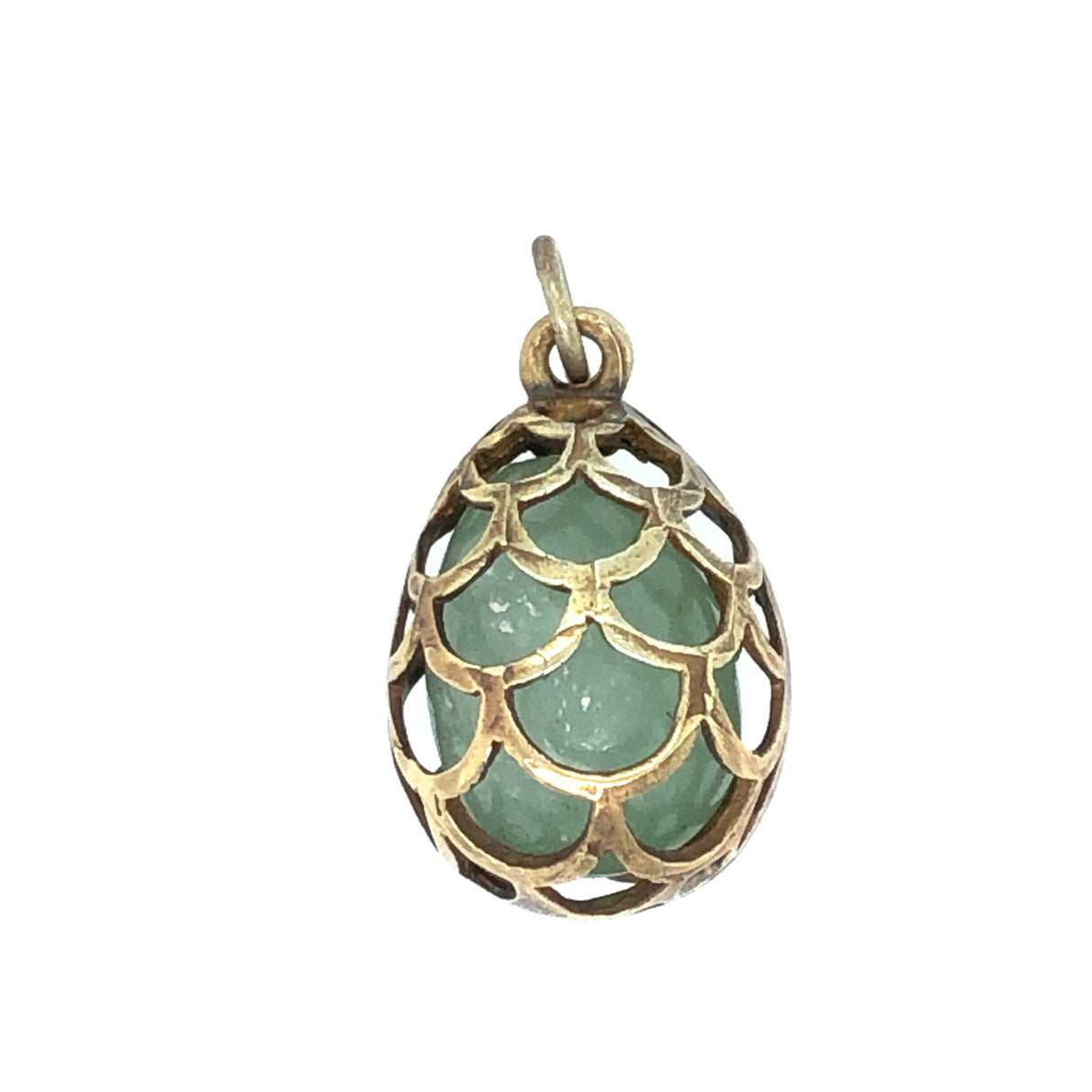 Silver and Jade Egg-shaped Pendant The Vintage Jewellery Company