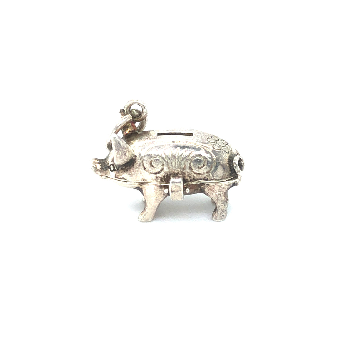 Silver Piggy Bank Opening Vintage Charm Pendants