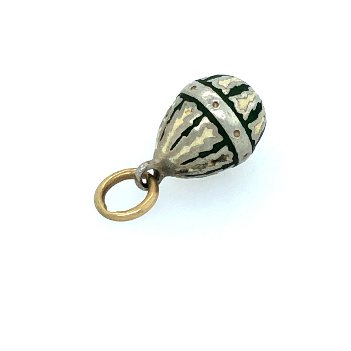 Tiny Vintage Sterling Silver and Enamel Egg-Shaped Charm The Vintage Jewellery Company