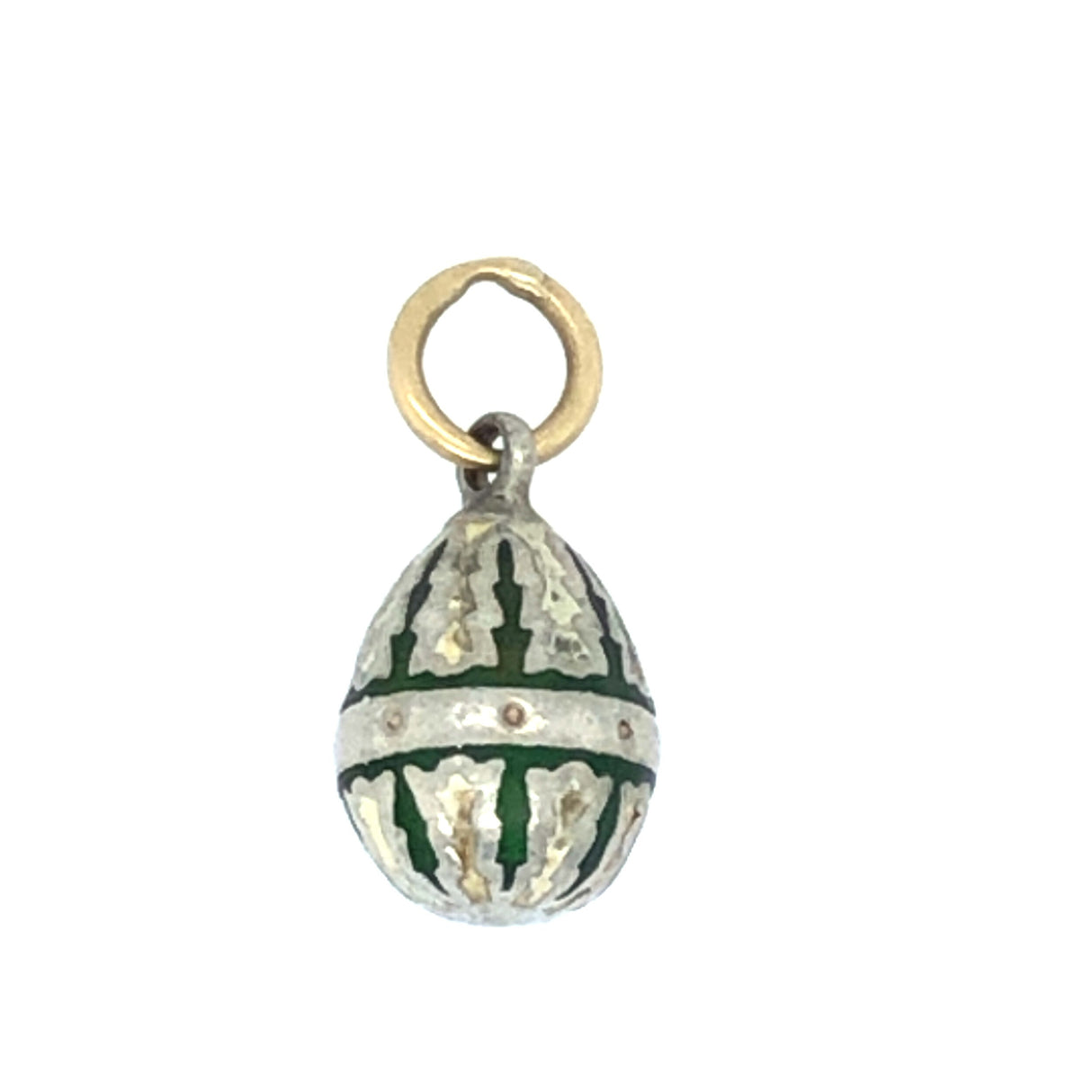 Tiny Vintage Sterling Silver and Enamel Egg-Shaped Charm The Vintage Jewellery Company