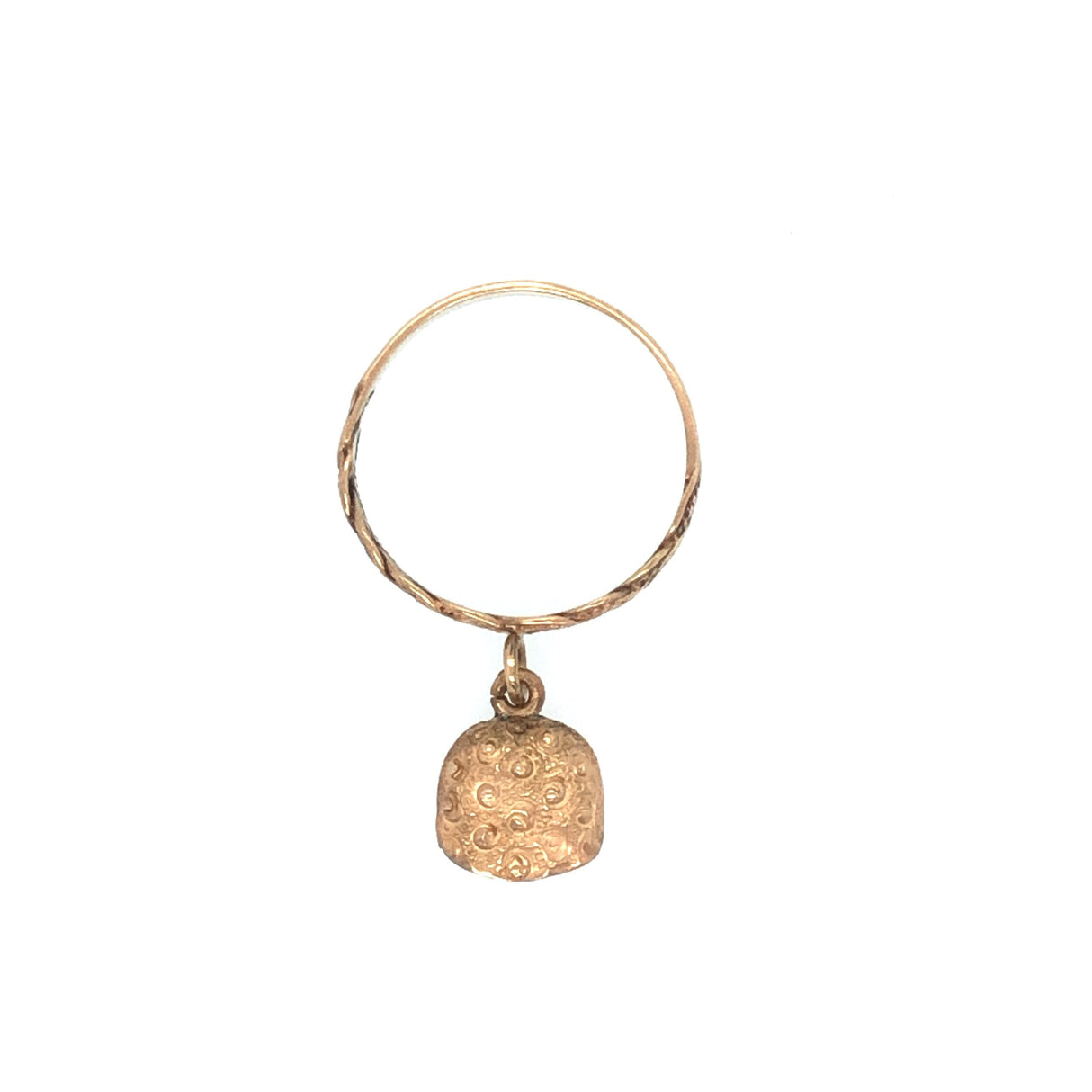 Victorian 9k Gold Ring With Hanging Bell Charm. The Vintage Jewellery Company