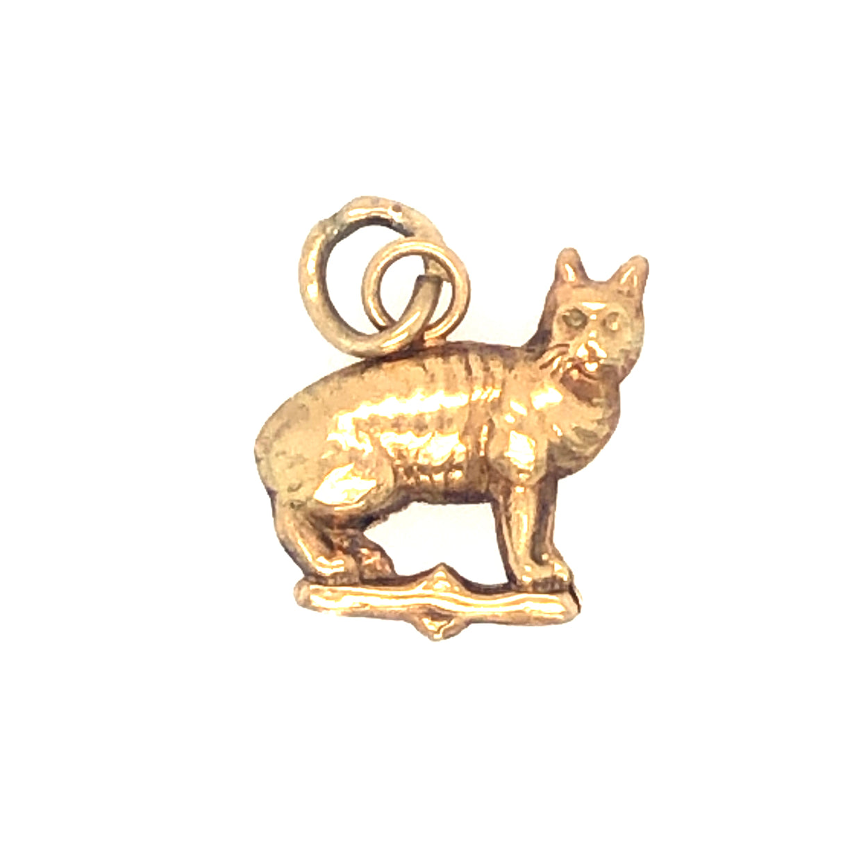 Antique 9ct Gold Cat Charm Pendant