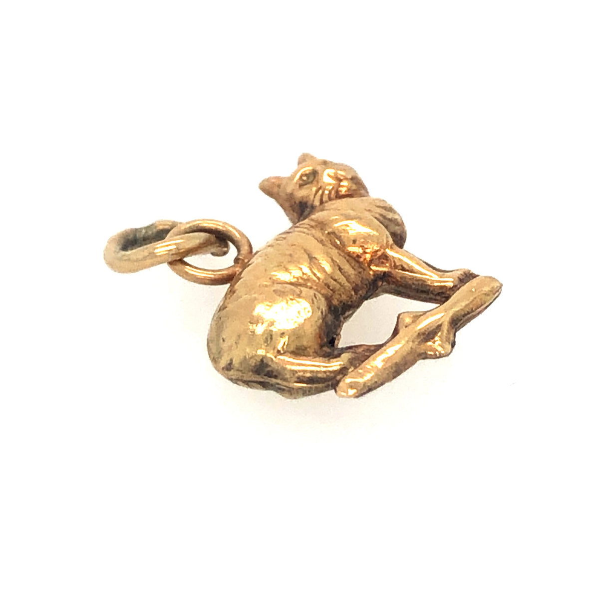 Antique 9ct Gold Cat Charm Pendant