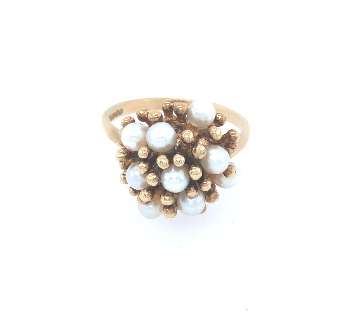 Vinatge 1970s 9k Gold & pearl Cluster Ring The Vintage Jewellery Company