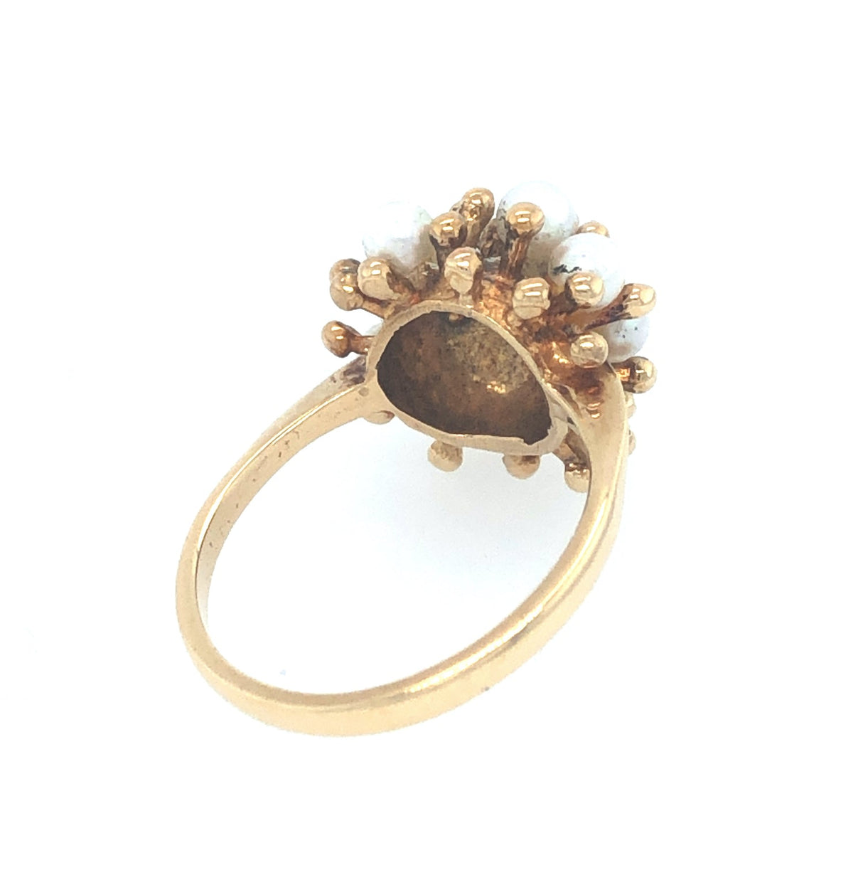Vinatge 1970s 9k Gold & pearl Cluster Ring The Vintage Jewellery Company