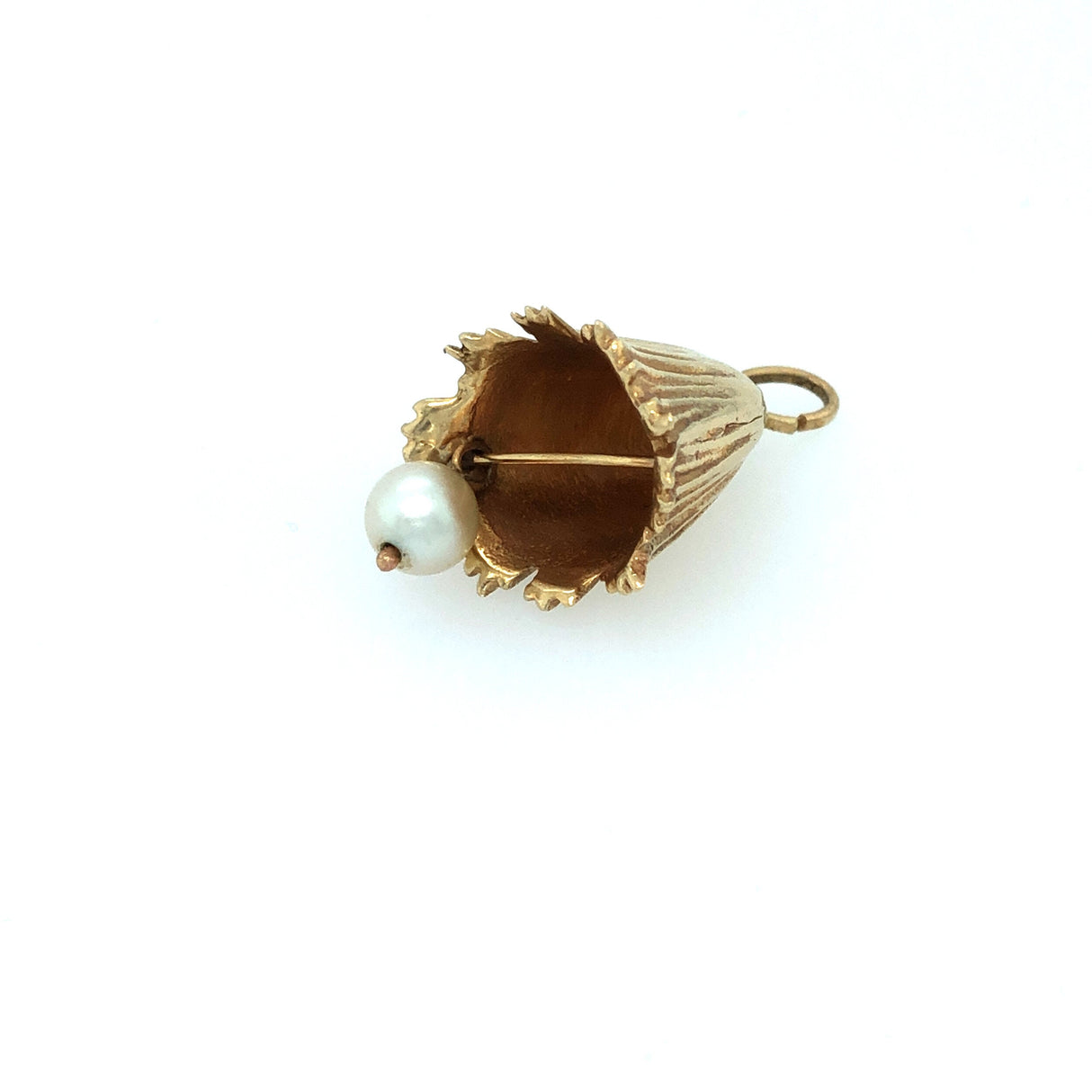 Vintage 14K Floral Bell Pendant with Pearl The Vintage Jewellery Company