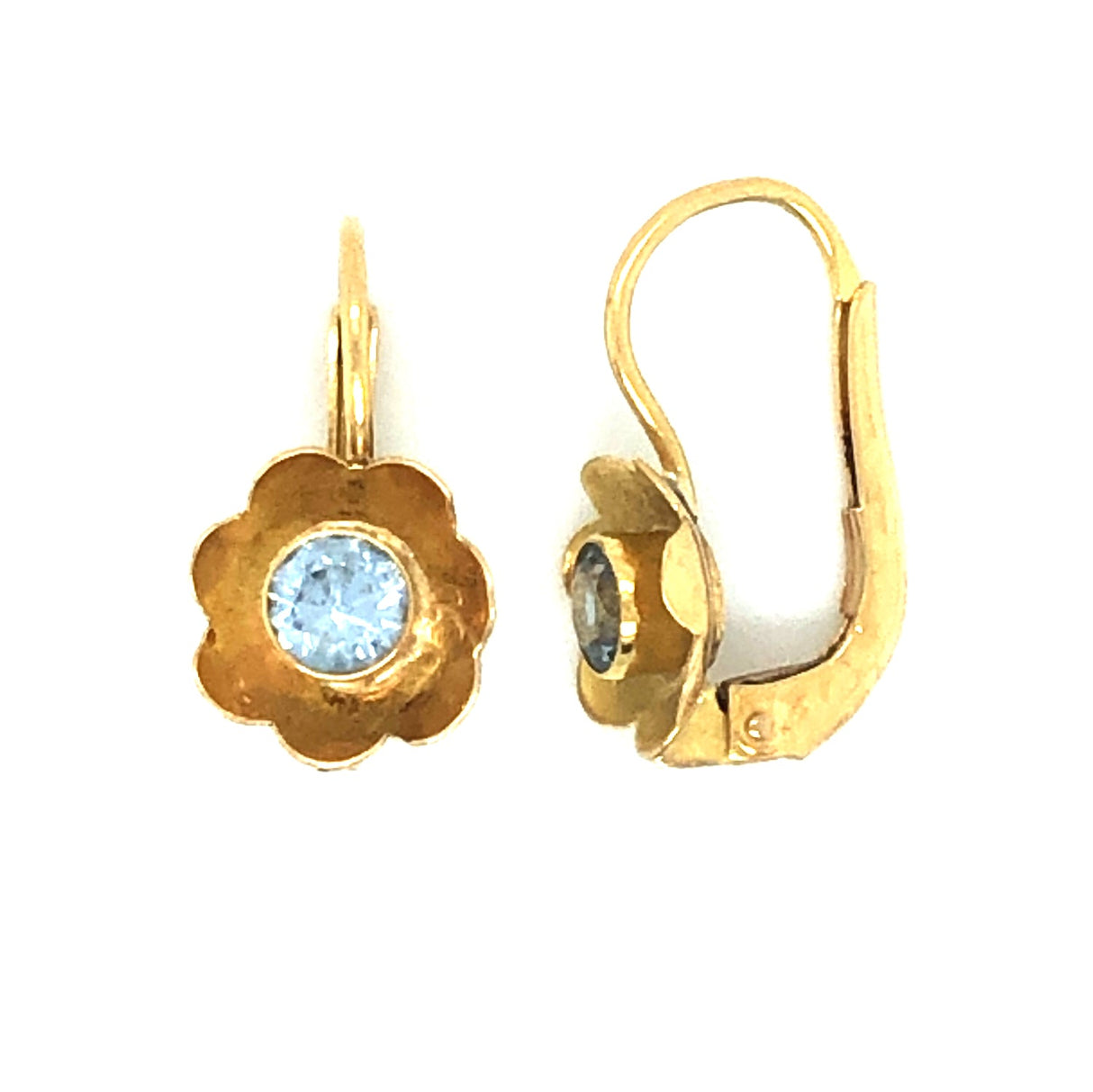 Vintage 18ct Gold Floral Earrings with Topaz Centres The Vintage Jewellery Company