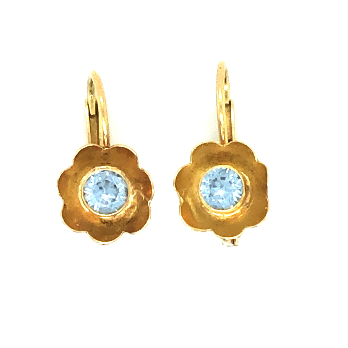 Vintage 18ct Gold Floral Earrings with Topaz Centres The Vintage Jewellery Company