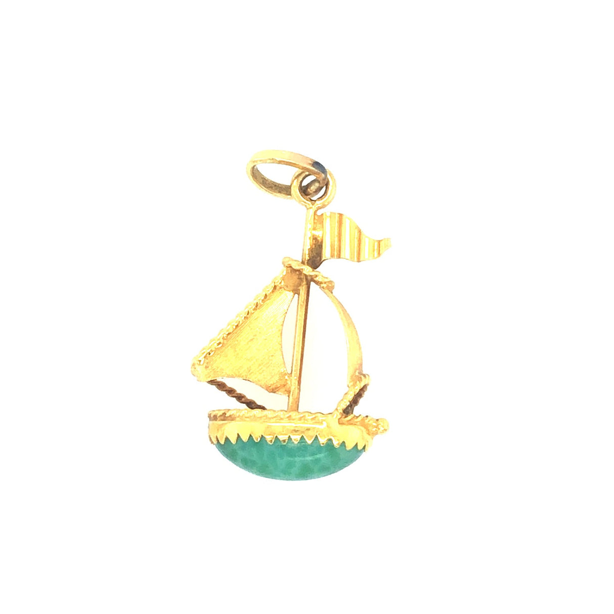 Vintage 18k Gold & Amazonite Sailing Boat Charm/Pendant The Vintage Jewellery Company