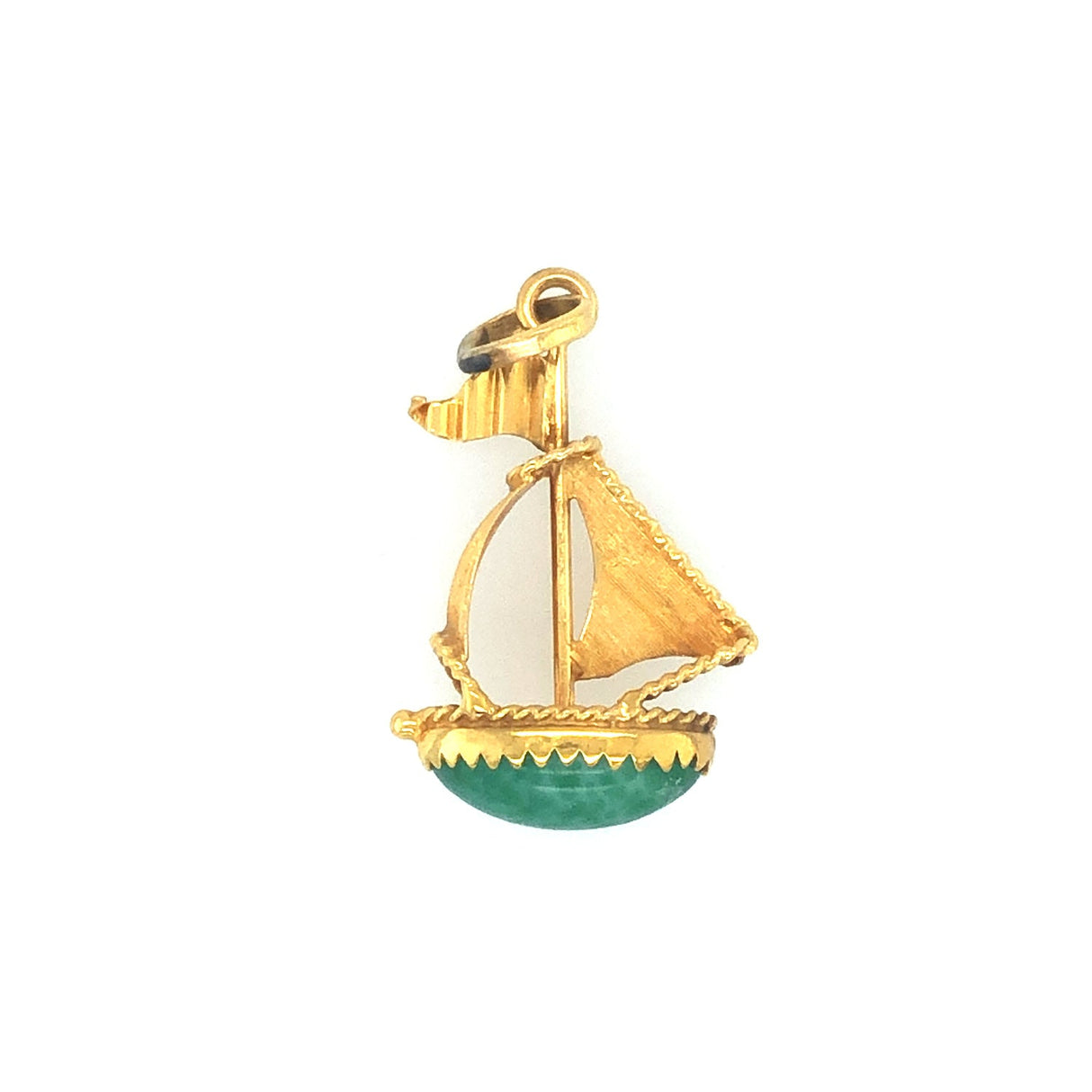 Vintage 18k Gold & Amazonite Sailing Boat Charm/Pendant The Vintage Jewellery Company
